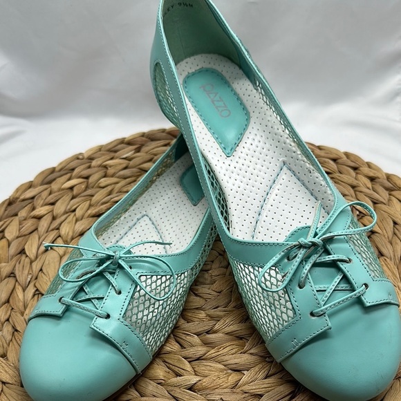 PAZZO Ashley Aqua Green Mesh Lace-Up Women's Ballet Flats NWOT - Picture 5 of 9